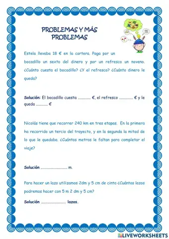 Problemas fracciones y longitud