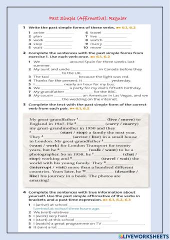 Past Simple (Affirmative): Regular