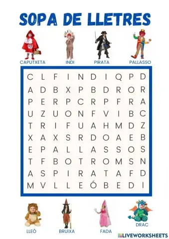 Sopa de lletres de disfresses