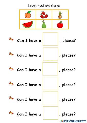 Listen, read and choose fruit
