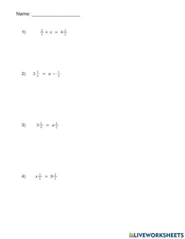 One Step Equations with fractions