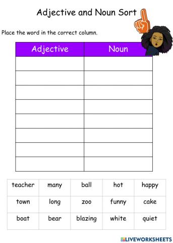 Nouns and Adjectives sort