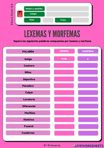 5º ud6 lexemas lengua