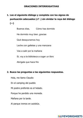 Oraciones interrogativas