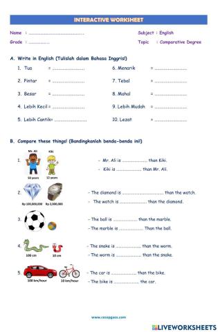 LKPD Interaktif Bahasa Inggris Tentang Comparative Degree