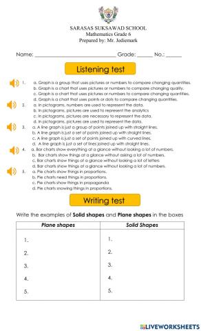 Listening and writing test