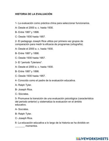 Historia de la evaluación