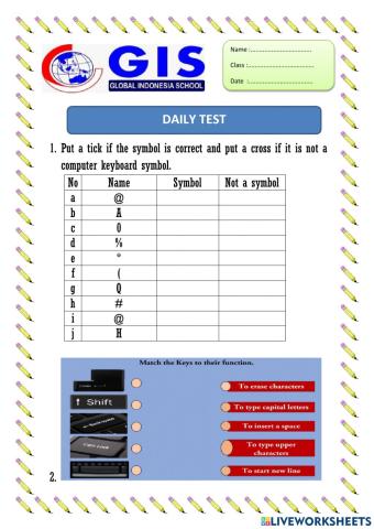 Daily test Primary 2a-b
