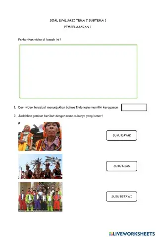 Soal evaluasi tema 7 st 1 pb 1