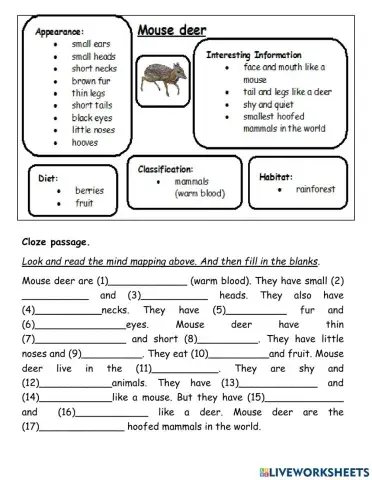 Mousedeer (Cloze Passage)