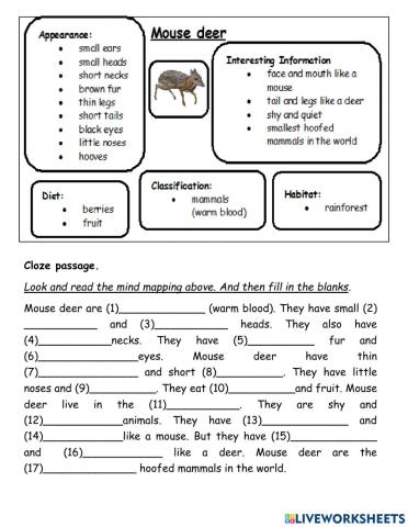Mousedeer (Cloze Passage)