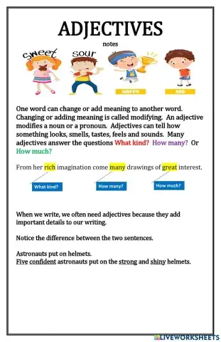Adjectives Notes