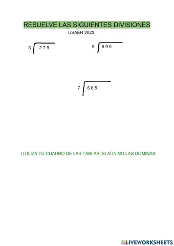 Divisiones sencillas