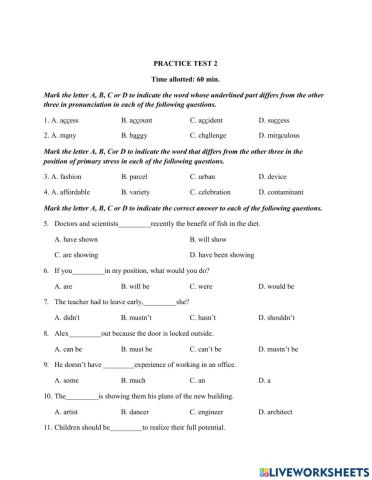 Thi lop 10 - PRACTICE TEST 2