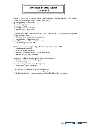 Post test intensif eko 5