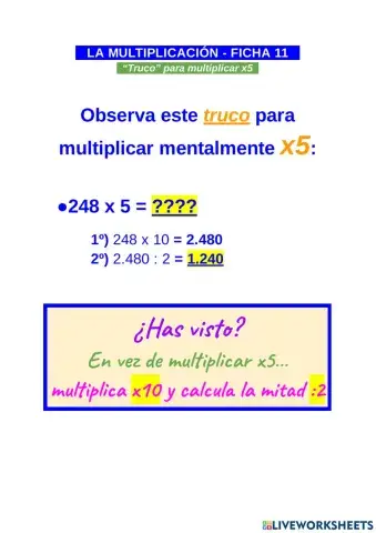 Multiplicar x5 mentalmente