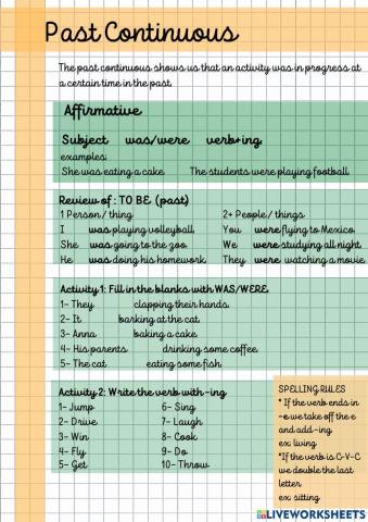 Past Continuous Affirmative