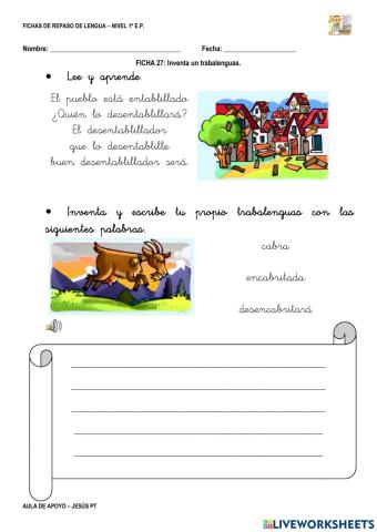 Ficha Lengua 27-1EP-Trabalenguas