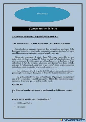 Le paléolitique 2DBH