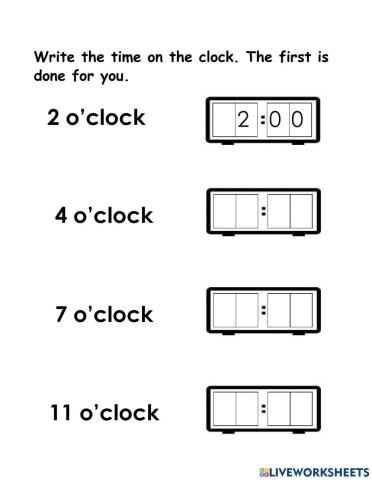 Time on a digital clock
