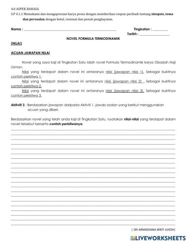 S.p 4.1.1 soalan pt3 nilai dan pengajaran novel formula termodinamik