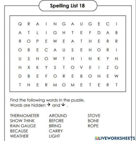 Spelling List 18