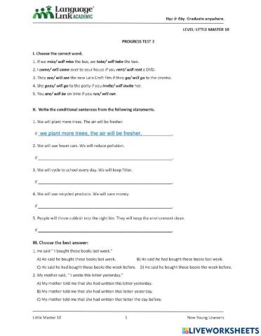 LM10 Progress test 3