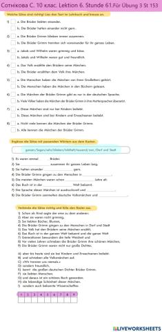 Сотнікова С. 10 клас. Lektion 6.Stunde 61.Ubung 3 St 153