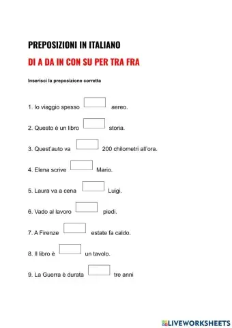 Le preposizioni (esercizio)