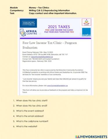 Writing CLB 3.2 RI - Copy Tax Clinic Information