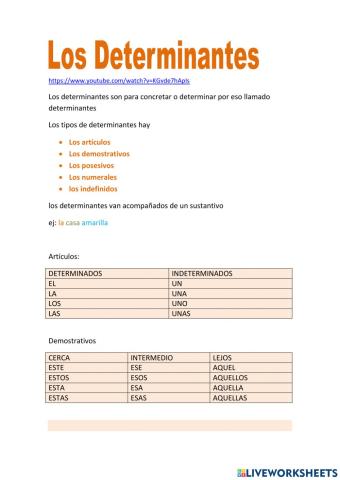 Material para totocopiar los determinantes