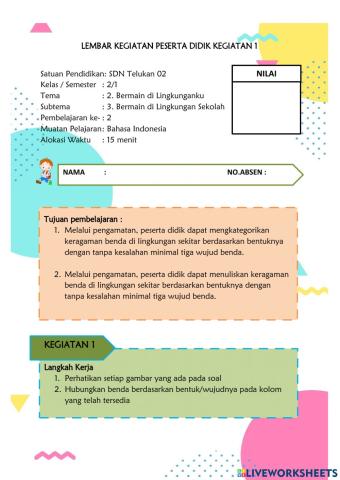 LKPD Kelas 2 Tema 2 Subtema 3 Pembelajaran 2