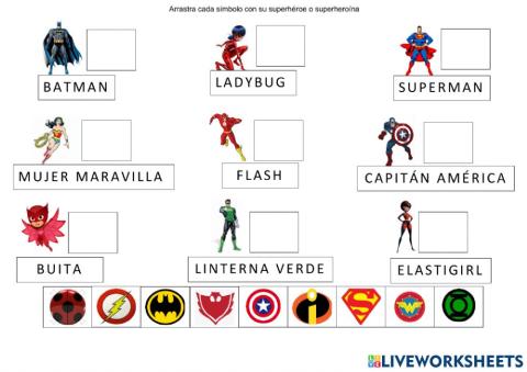 Símbolos de superhéroes y superheroínas