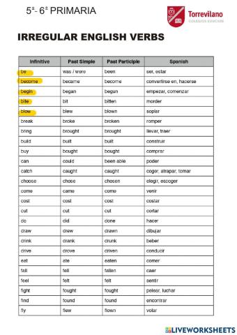 Verbos Irregulares