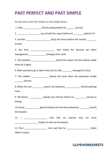 Past Simple vs Past Perfect