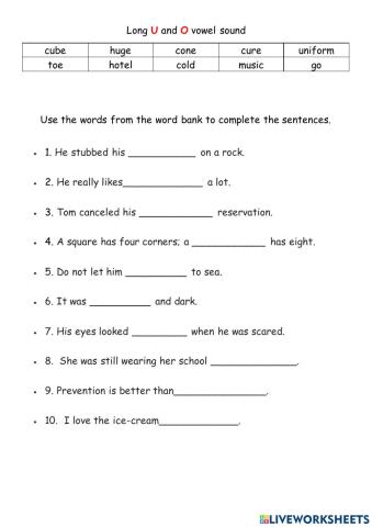 Long o and U vowel sound