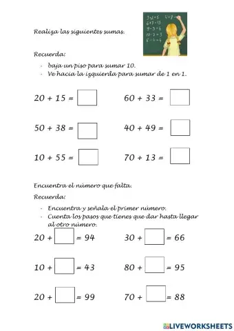 Suma de decenas  completas