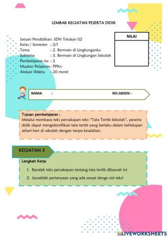LKPD PPKn Kelas 2 Tema 2 Subtema 3 Pembelajaran 2