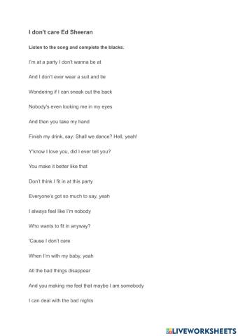 Ed sheeran - I don't care