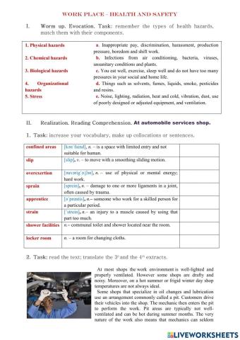 Work Place - Health and Safety