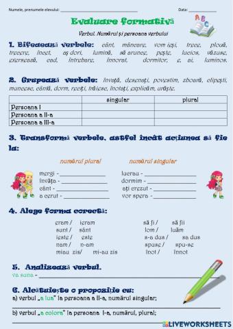 Verbul. Numărul și persoana