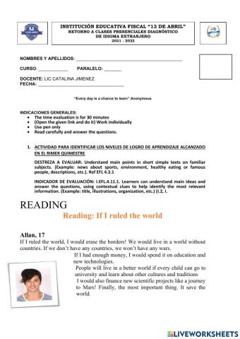 Evaluacion diagnostica