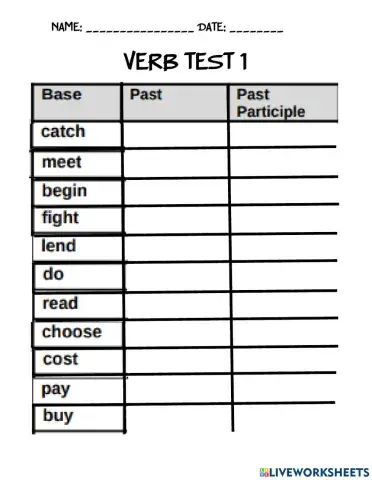 Irregular verbs 1
