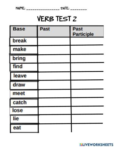 Irregular verbs 2