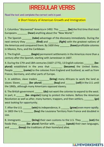 Reading with irregular verbs