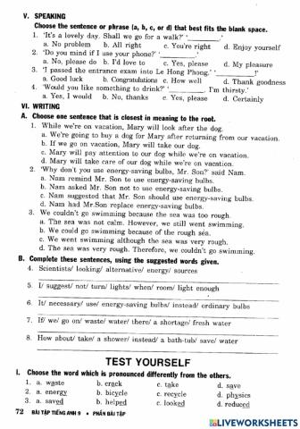 TEST YOURSELF (after unit 7)