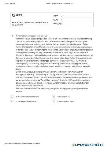 Kelas 5 Tema 7 Subtema 1 Pembelajaran 5