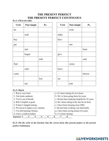 E11MOI-U7: the present perfect simple and continuous