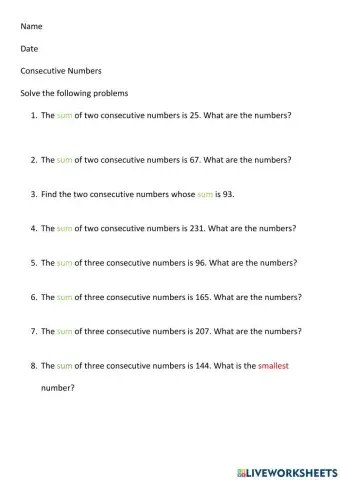 Consecutive numbers 2
