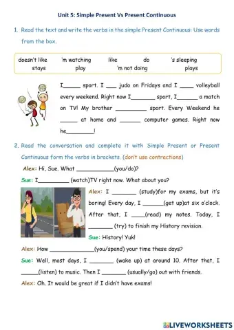 Simple Present vs Present Continuous Reading